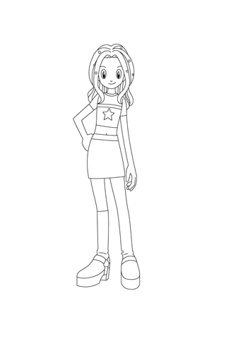 Mimi Tachikawa Is Waiting With Her Hand On Her Hip Coloring Page